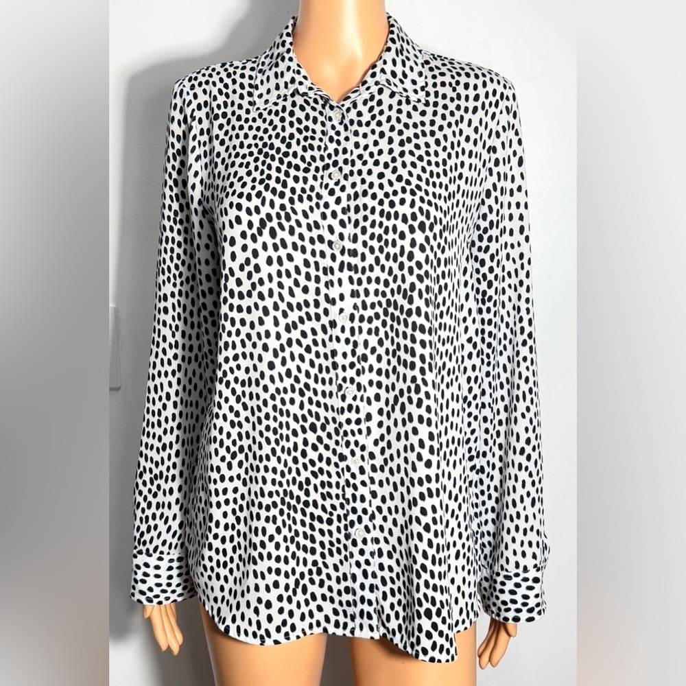 J. Crew Monochrome Polka‎ Dot Button-Down Shirt